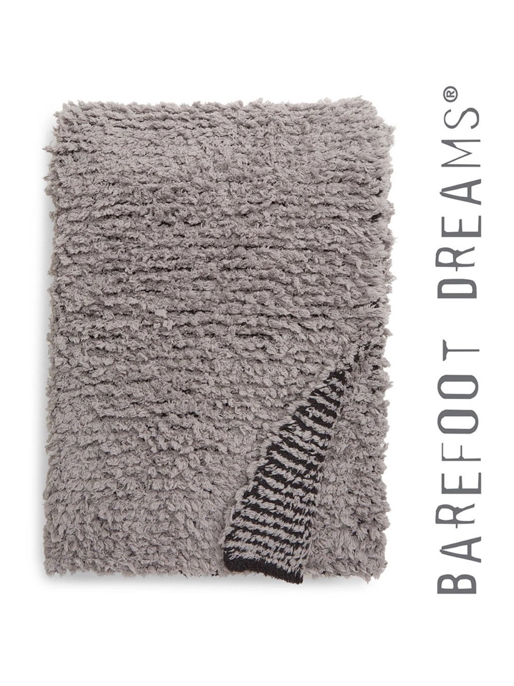 Barefoot Dreams Cozy Chic Throw Blanket 54 x 72 EUC Gray & Black